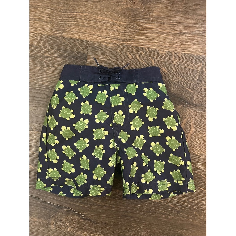 Gymboree Kids Swim Trunks Shorts Navy Blue Turtle Print Size 3-6‎ Months